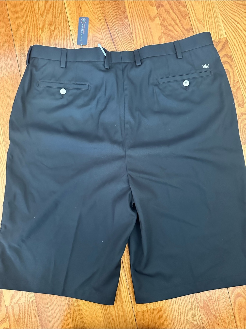 Peter Millar Black Flat Front Performance Golf Shorts - Picture 3 of 7